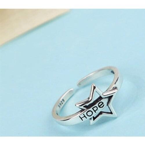 Miuoxion Retro Star Letter Hope Ring Personality Fashion Punk Party Jewelry For Women Feature Namour Charm Gift All Seasons
