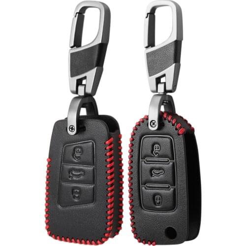 Leather Car Key Case For Volkswagen Polo Golf Passat Beetle Caddy T5 Eos Tiguan For Skoda Superb Kodiaq Octavia SEAT Leon Altea