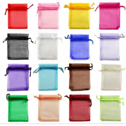 50pcs/lot Pure Color Organza Jewelry Bag Drawstring Bag Wedding Gift Bags & Pouches Christmas Party Gift Craft Candy Bags 9 Size