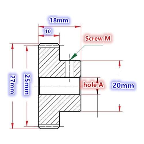 1M 25T metal gear 1modulus 25teeth outside diameter 27mm balck steel spur gear with high boss