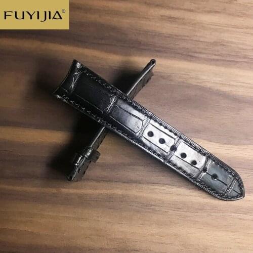 New FUYIJIA Universal Double Alligator Watchbands Top Brand Watch Substitute Strap Custom 20MM Watch Band Crocodile Leather Belt