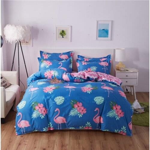 BEST.WENSD wholesale Family Duvet Cover Flamingo Flowers Bedding Children and adults Quilt Cover Home textile comforter cover