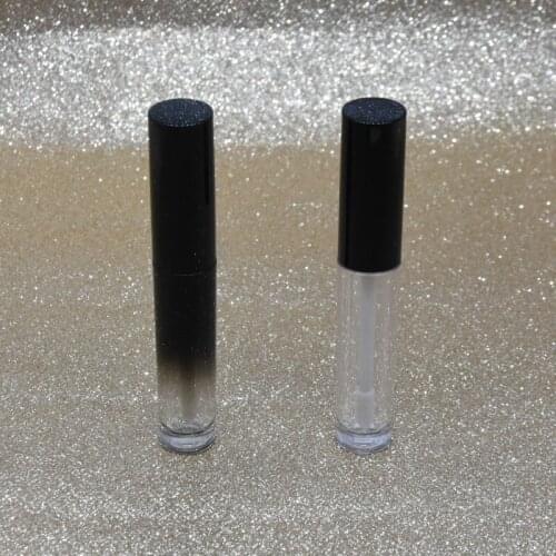 3ml Plastic Gradient Black Lip Gloss Tube Empty Lip Balm Container with Wand,Round Lipgloss Refillable Bottles Makeup Tools