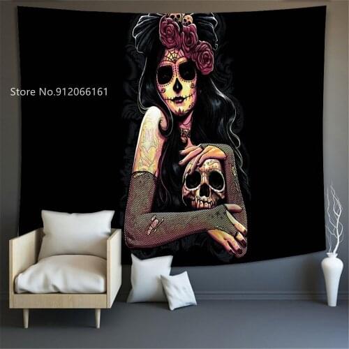 Simple Skull Printing Big Wall Mounted Skeleton Wall Hanging For Living Room Wall Tapestry Home For Bedroom Wall Art Decoration