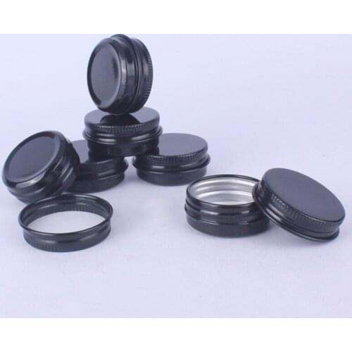 100pcs/lot 10m 15ml 25ml Black Empty Cream Aluminum Jars Makeup Skin Care Nail Lotion Milk Oil Metal Tin Pot Packaging Container