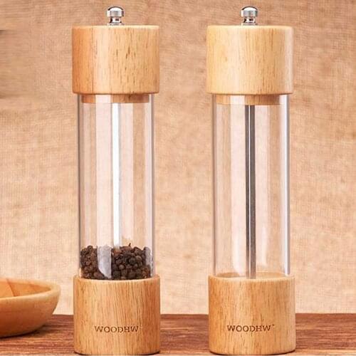 Manual Pepper Mill Rinder Shaker Acrylic Transparent Salt Grinder Containers Grain Kitchen Creativity Tools Moedor De Pimenta