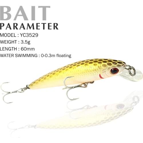 Fishing Lure 60mm/3.5g 0-0.3m Floating Shad Quality Professional Minnow Hard Baits 3D Eyes Hot Model Fishing Lure Hard Bait