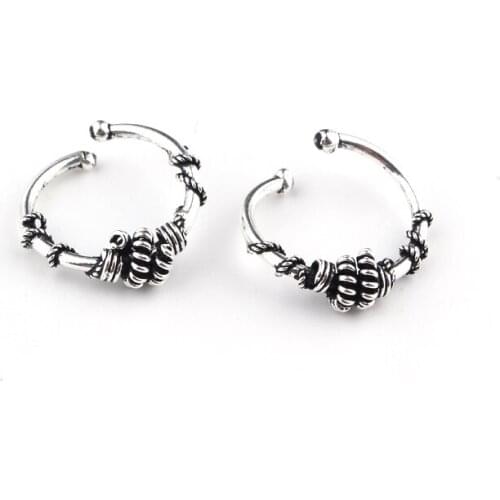 No Piercing pierced Ethnic Vintage Metal Color Small Endless Circle Hoop Earrings For Women Handmade Punk Nose Lip Body Jewelry