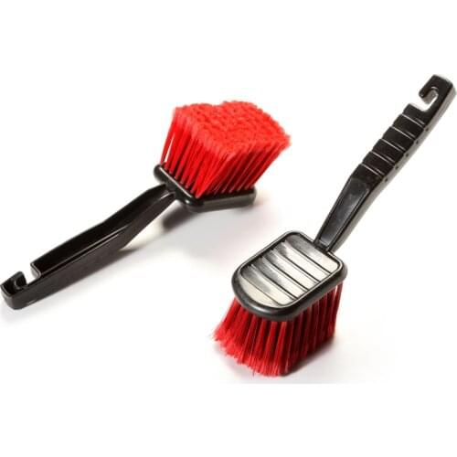Auto Rim Scrubber Car Wheel Brush Tire Dust Remover Red Bristle Black Handle Washing Tool for Auto Detailing Motorcycle Cleaning