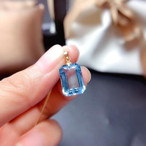 SHILOVEM 18k yellow gold real natural topaz pendants classic fine Jewelry women none necklace new gift 10*14mm mz1014678b