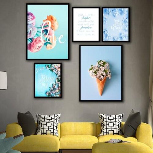 Nordic Posters And Prints Wall Art Canvas Painting Wall Pictures For Living Room Decor A Bunch of Pink Flowers