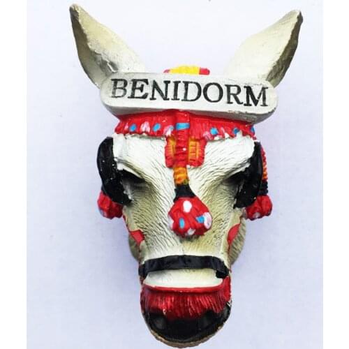 Spain Benidorm Tourism Souvenirs 3D Handmade Dress up Donkey Car Fridge Magnet Home Decor Refrigerator Magnetic Sticker GIFT