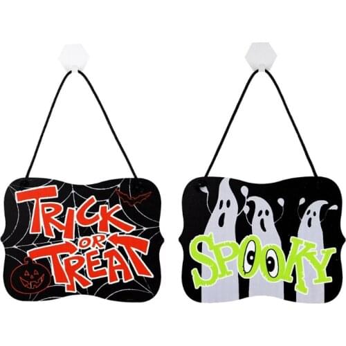Halloween Party Decoration Trick or Treat Hanging Sign Spooky Wall Door Sign Pendant for Halloween Room Decor Photo Prop
