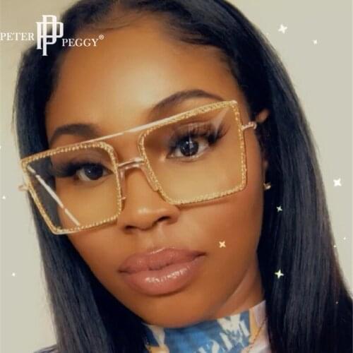 Vintage Square Glasses Women Frames Rhinestone Fashion Glasses With Clear Lenses Diamond Prescription Myopia Glasses Frames