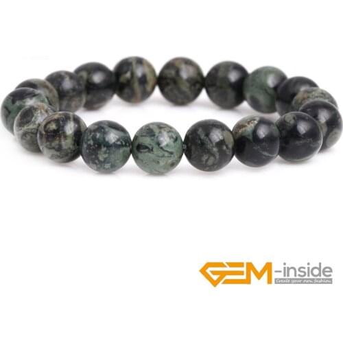 Selectable size: 6mm 8mm 10mm Natural Gem stone Dark Blue Rhyolite Kambaba Jaspers Round Beaded Popular Bracelet 7" Wholesale