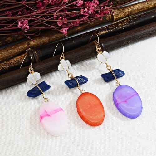 1pair Fashion Colored Round Stones Dangled Earring For Women girls Simplicity Crystal Earrings Party Jewelry Gift