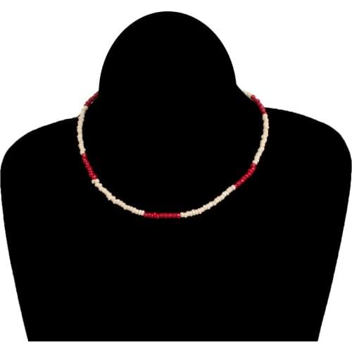 Bohemian Glass Seed Beaded Choker Necklace For Women Chain Beads Necklace Vintage Collar Female Jewelry Gifts 35cm(13 6/8") long