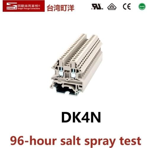 10Pcs DINKLE DK4N Din Rail Mount Terminal Blocks UK-4N Screw Wire Electrical Terminals Connector Bornier Brass YANNIU Phoenix