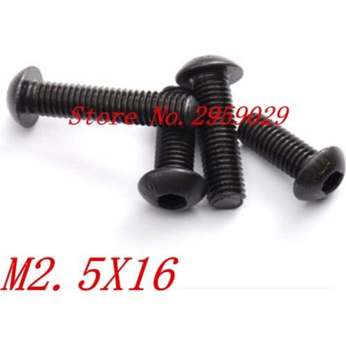 1000PCS ISO7380 m2.5*16 M2.5 x 16mm Steel with black hex hexagon socket button head screw