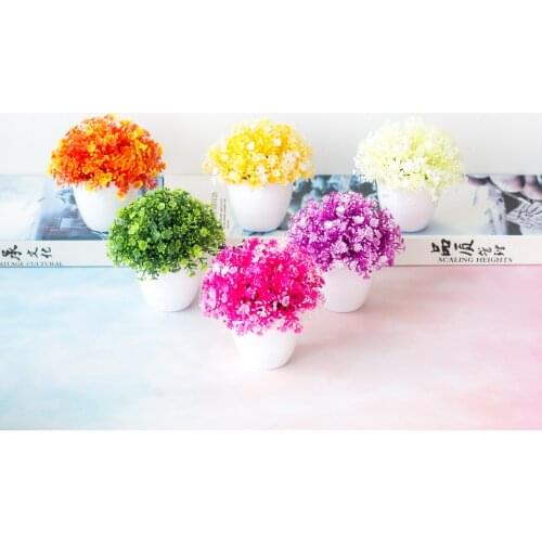 14x14cm Home Decoration Accessories Desktop Bonsai Living Room Bedroom Garden Decoration Artificial Flower Plants Potted Bonsai