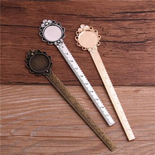 2pcs 20mm Inner Size three Color Vintage Style Handmade Ruler Bookmark Cabochon Base Cameo Setting 28*138mm T6445