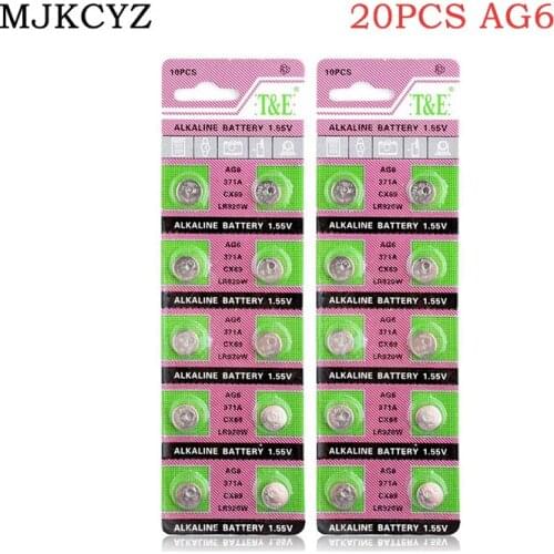 20pcs / 2cards 1.55V alkaline button battery lr920 AG6 lr920w 371a cx69 SG6 sb-an 280-31 button battery remote control toy watch