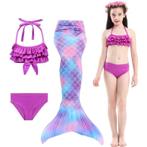 2021 Girls Mermaid Swimsuit Summer Kids Bikini and Mermaid Tail Baby Girl Mermaid Party Costume Set 3 6 8 10 12T