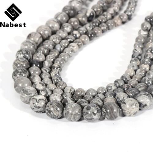 4 6 8 10 12mm Top Grade Natural Stone Map Jasper Round Loose Beads For DIY Jewelry Bracelet Necklace Making Accessories
