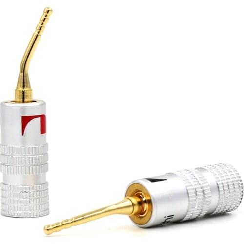 4pcs/lot Free shipping 24K Gold plated Red and Black Color Hot New Speaker Banana Plugs Connector
