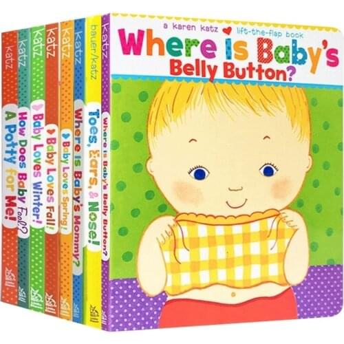8 Books/set Body Part Learn English Word By Karen Katz Children Card Book Baby English Coloring Board Books for Kids