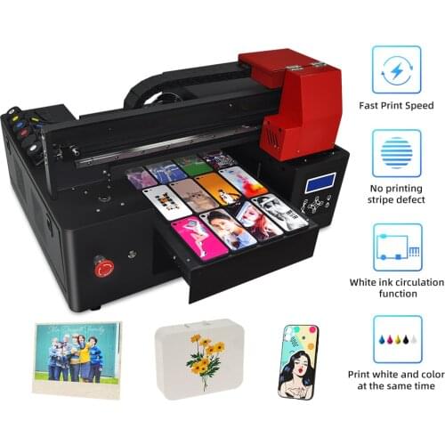Mulitfuntion A3 Size UV Flatbed Printer with White Ink Circulation Phone Case Printing Machine For Acrylic Plastic Glass Leather
