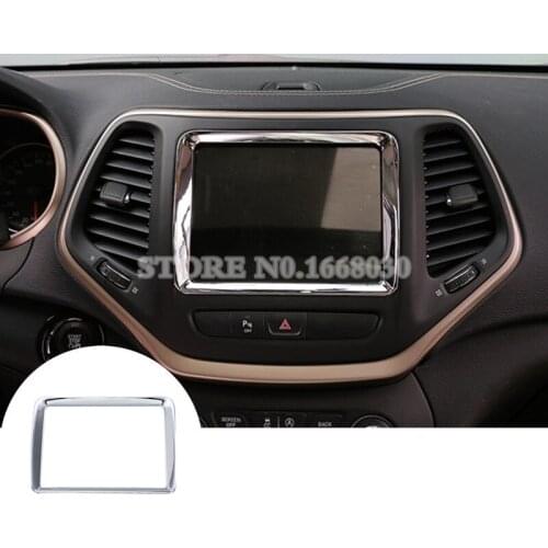 ABS Chrome Dashboard GPS Navigation Trim Cover For Jeep Cherokee 2014-2016 Car accesories interior Car Trim
