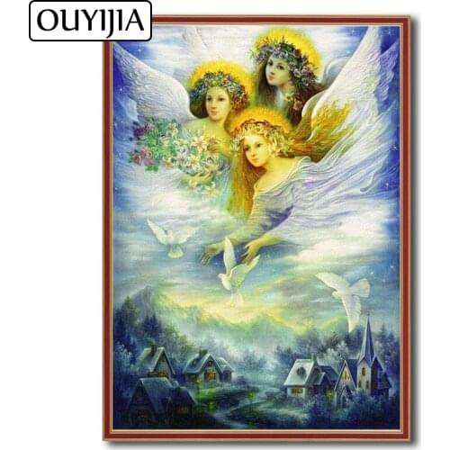 OUYIJIA Girls 5D DIY Diamond Painting Full Square Angel Embroidery Diamond Rhinestone Mosaic Spirit Home Decoration Cross Stitch