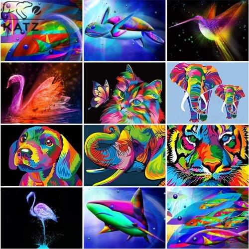 Diamond Painting Cartoon Animal Diy Pictures Mosaic Art Elephant Embroidery Cross Color Black Graffiti Cross Stitch Home Decor