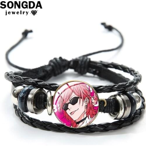 SONGDA 25 Anime Style Yarichin Club Cosplay Bracelets Hombre Metal Leather Bracelet Men Charm Best Friends Gift Punk Jewelry