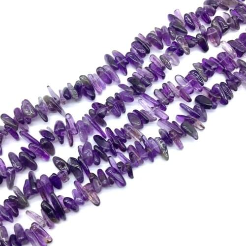 Natural Stone Beads Long Chips Tooth Shape Size 6-12 mm Side Hole Drilled Irregular Amethysts DIY Jewelry Making Supplies