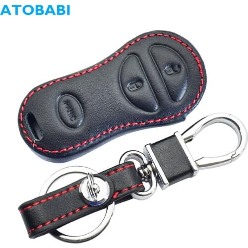 Leather Car Key Cover For Jeep Grand Cherokee 1999-2004 3 Buttons Keychain Holder Smart Keyless Remote Control Protector Cases
