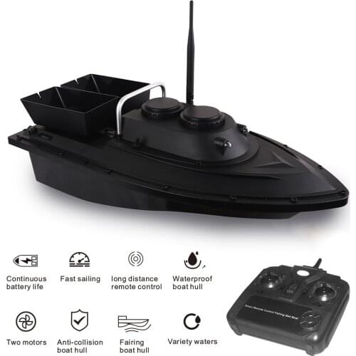 D11 RC Fishing Bait Boat 1.5kg Loading 500m Remote Control Fixed Speed Dual-motor 2 Bait Compartment LED Light for Dark Fishing