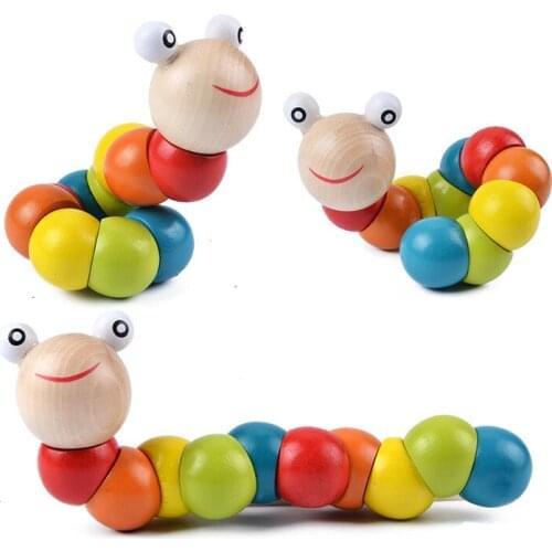 Wooden Changeable Caterpillar Grab Toy for Babies Early Education Toy Age 0-1-2-3