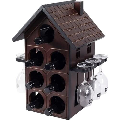 Wooden Wine Bottle Standing Display Wine Rack Glass Holder