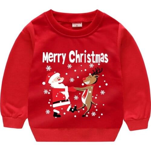 New Christmas Boys Girls Sweatshirts For Little Kids 2-6 Years Autumn Winter Children Long Sleeve Shirts Cotton Hoodies Clothes
