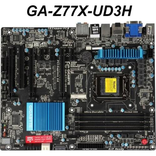 For GIGABYTE GA-Z77X-UD3H Motherboard LGA 1155 DDR3 For Intel Z77 Desktop Mainboard SATA3 DVI VGA HDMI 32GB Used