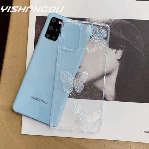 For Samsung Galaxy A52 A72 A51 A71 A21S A12 A42 5G A50 A70 S20 FE S21 Plus Ultra 3D Bling Butterfly Silicone Soft Case Cover
