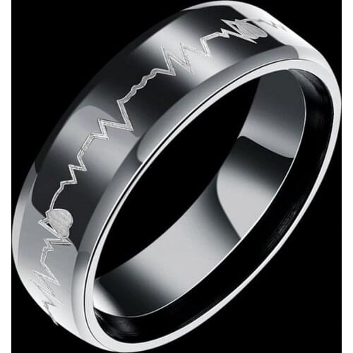 Heartbeat Ring Couple Stainless Steel Wedding His and Her Promise Rings Luxury
