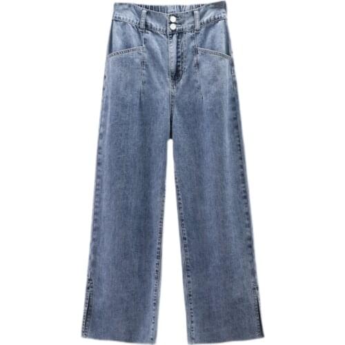 Women Jeans High Waist Plus Size Loose Softener Casual Pocket Female Denim Straight Ankle-length Pants 5xl