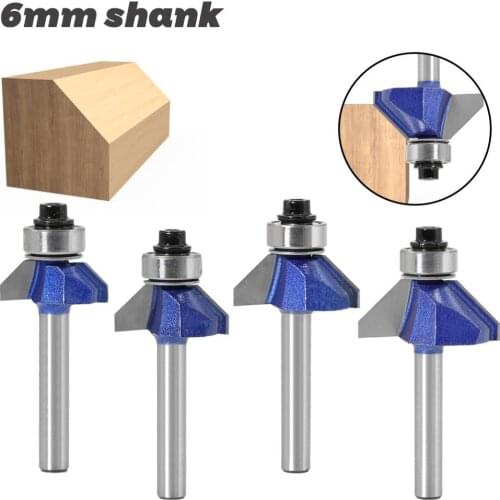 1PC 6MM Shank Milling Cutter Wood Carving 45 Degree Chamfer Router Bit Edge Forming Bevel Woodworking Milling Cutter Wood Bits