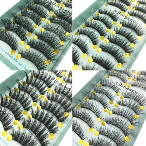 YOKPN Beauty Imitation Mink False Eyelashes Natural Thick Cross Fake Eyelashes Handmade High Quality Makeup 3D Eye Lashes
