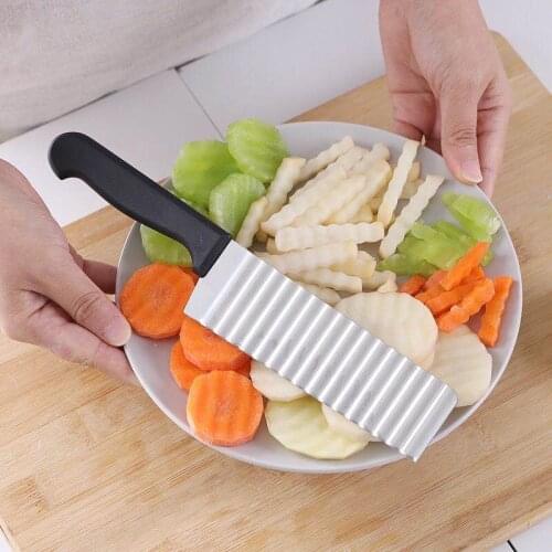 Potato French Fry Cutter Stainless Steel Serrated Blade Slicing Vegetable Fruits Slicer Wave Knife Chopper Kitchen Tools