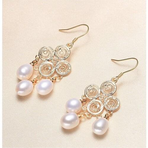 Classical Real Freshwater 5-6MM Pearl Earrings Gold Plated Drop Earrings Nice Party Wedding Women Women Gift 10 pairs/lot