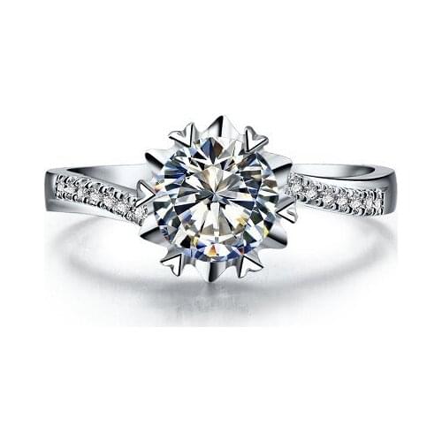 1 Carat Snowflake Test Positive D Moissanite Diamond Ring Excellent Design Solid 18K White Gold Ring